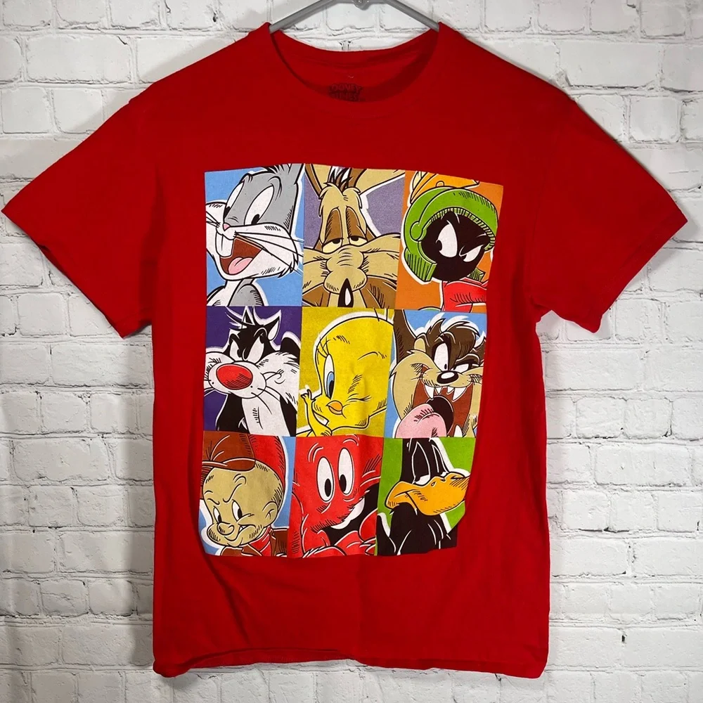 Looney Tunes Vintage Mens Character T-Shirt Red - Picture 1 of 5